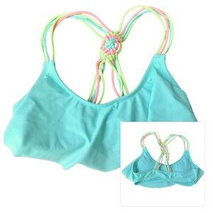 XHILARATION Strappy Racerback Flounce Bikini Top